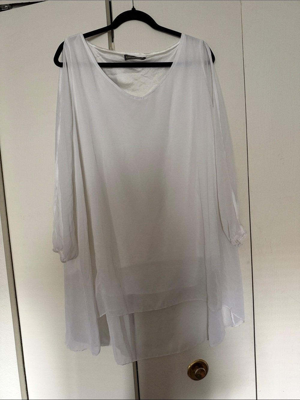 Lightweight White Chiffon Tunic Top - Relaxed Silhouette